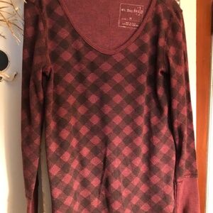 Free People Checkered Thermal Shirt/Top